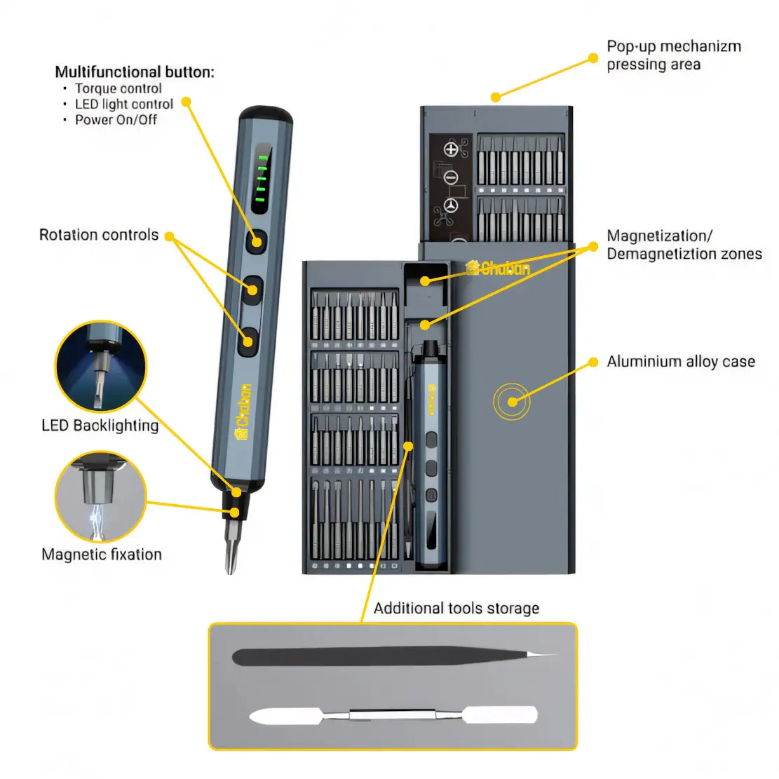 Chaban™ 68-in-1 Electric Screwdriver Set